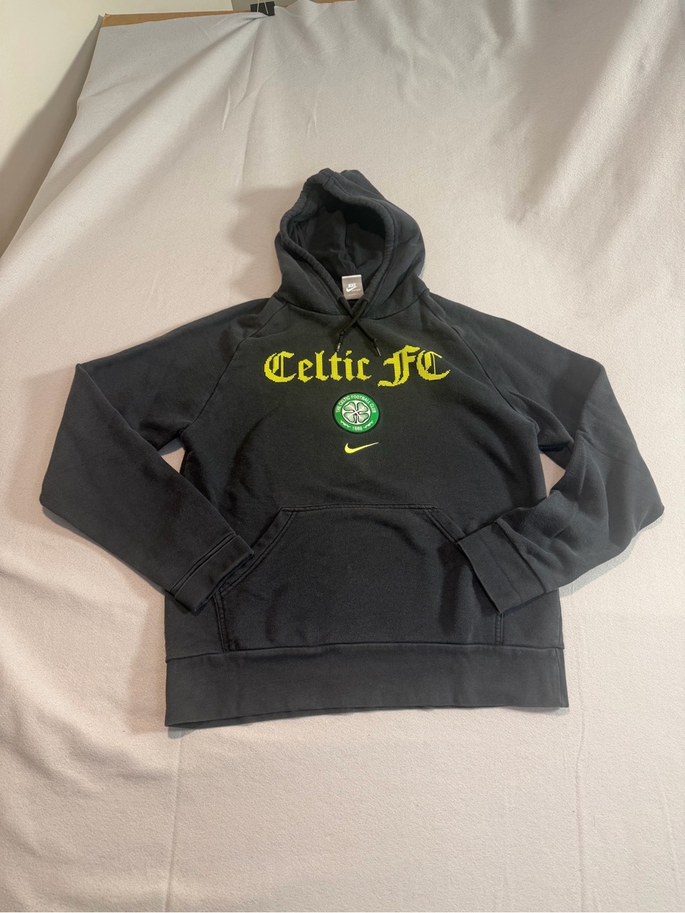Nike Black Celtic FC Crewneck Hoodie with Neon Green Crest
